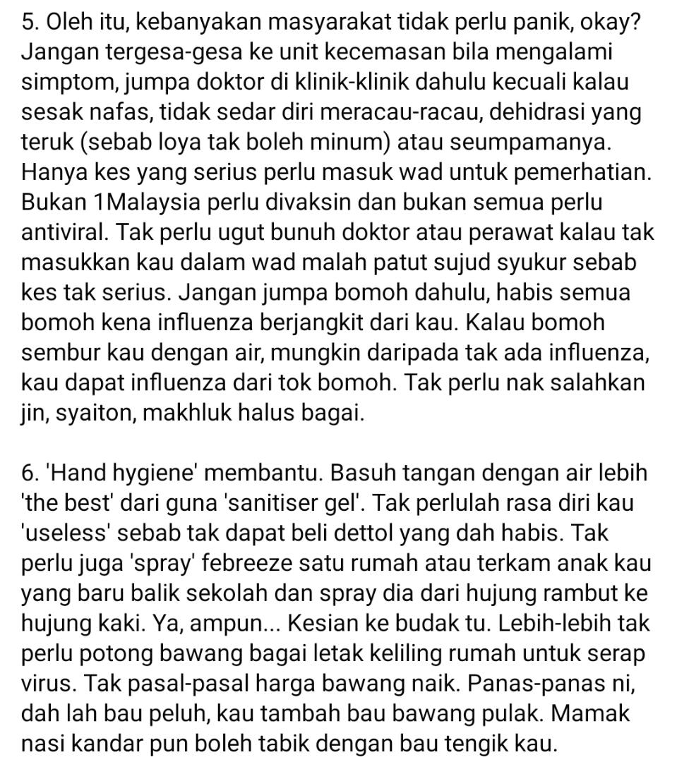 Musim Influenza A, Masyarakat Tak Perlu Panik Sampai Tempah Pulut Kuning..