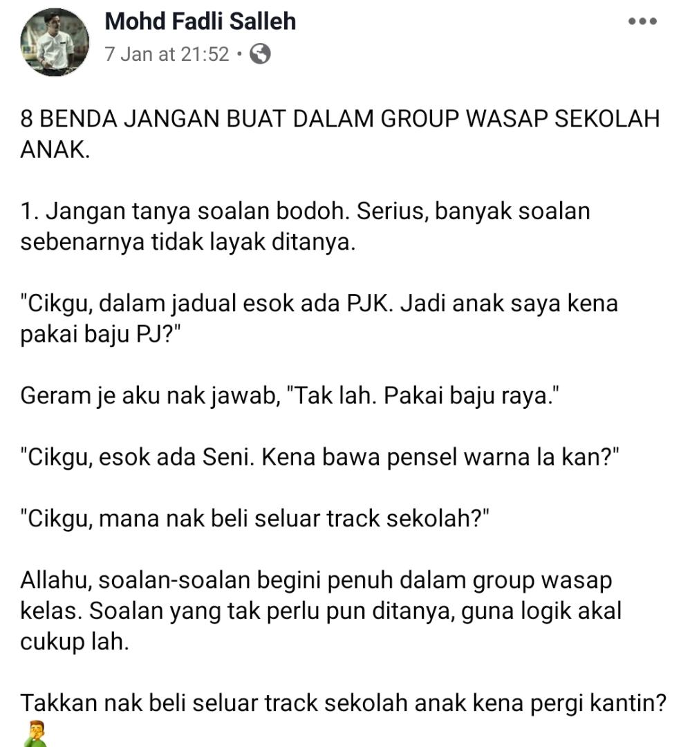 Stress Sikap Ibu Bapa, Jangan Buat 8 Perkara Ni Dalam WhatsApp Group Kelas Anak