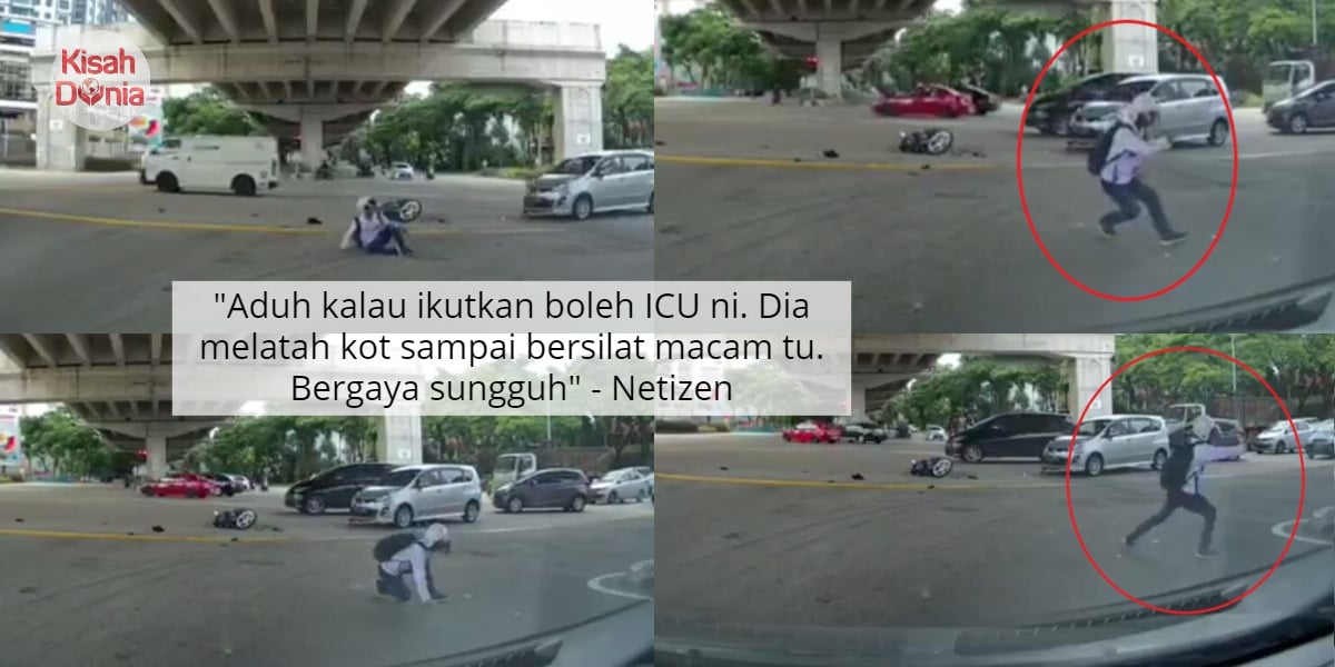 [VIDEO] Lelaki Bersilat Macam 'Gaban', Selepas Melambung Dirempuh Kereta 4