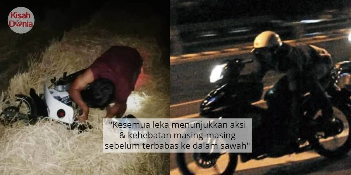 Sengaja Cari Pasal, ‘Mat Rempit’ Masuk Sawah Gara-Gara Ingkar Perintah Polis