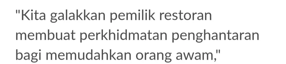 Restoran Dan Kedai Makan Boleh Dibuka, Tapi Masyarakat Perlu Makan Di Rumah