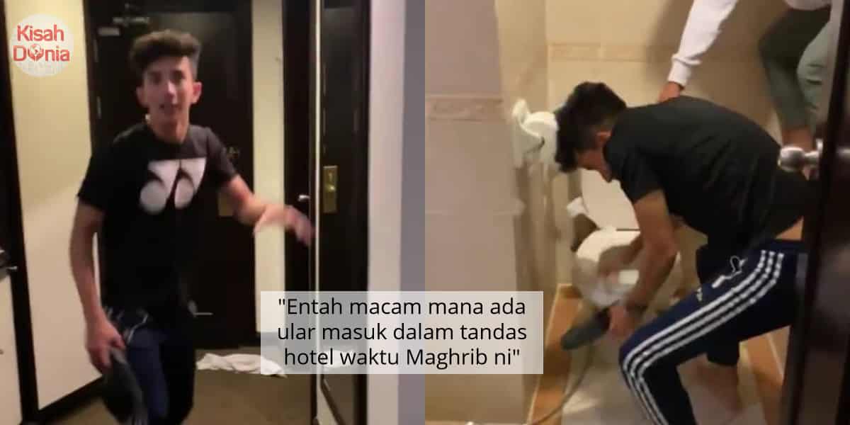 [VIDEO] Konon Ular Masuk Tandas, Gelagat Kecoh Remaja Ini Buat Ramai Terhibur