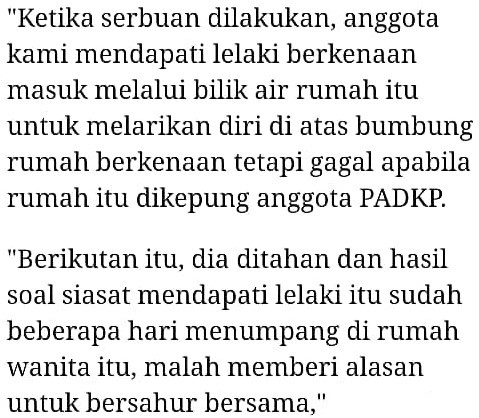 Suami & Isteri Orang Dicekup Berkhalwat, Alasan Konon Mahu Temankan Sahur..