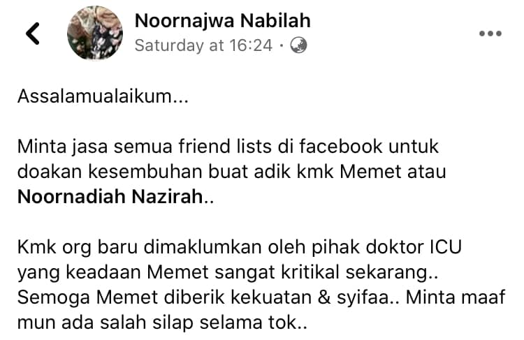 “Terima Kasih Sebab Kuat” – Gadis Sarawak Akhirnya Tewas Lepas 11 Hari Di ICU