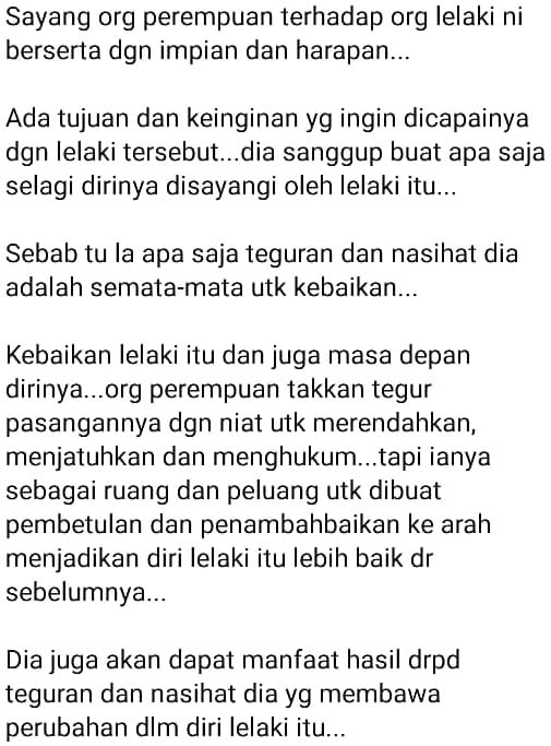 Perempuan Bila Dah Sayang Cukuplah Seorang, Cintanya Berserta Tujuan & Harapan