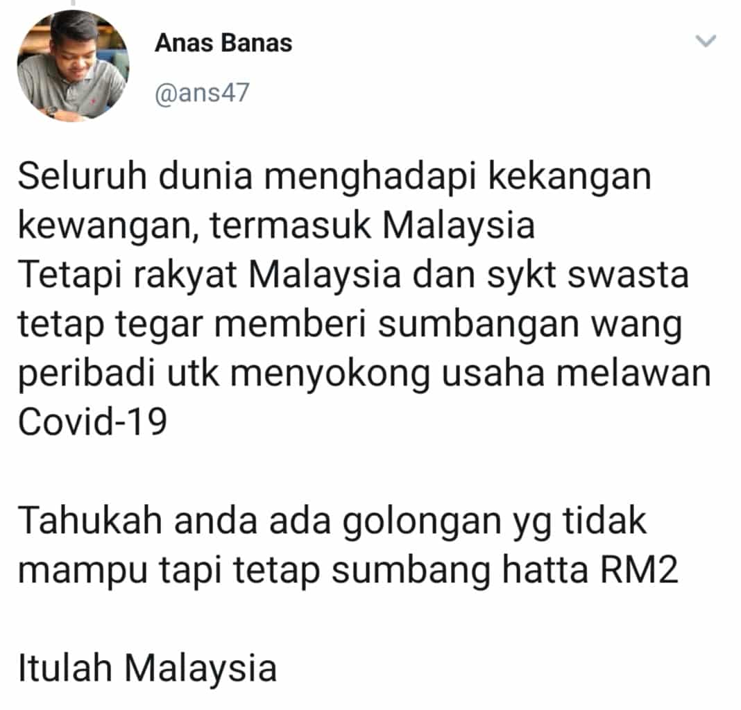 Malaysia Bukan Negara Kaya, Tapi Rakyat Buktikan Mampu Bantu Lawan COVID-19