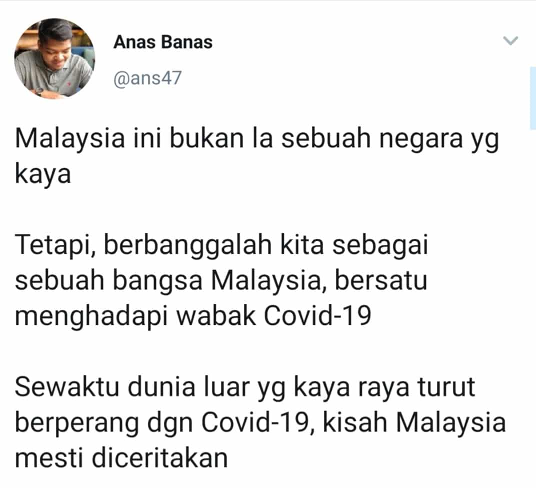 Malaysia Bukan Negara Kaya, Tapi Rakyat Buktikan Mampu Bantu Lawan COVID-19