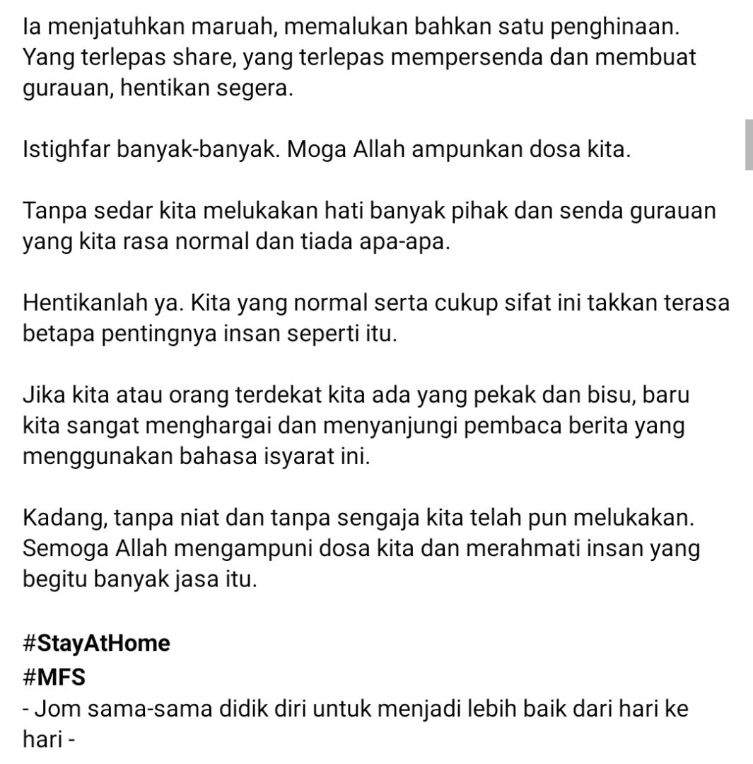 Jurubahasa Isyarat Jadi Bahan Lawak Netizen, Sedar Tak Ramai Terguris Hatinya?