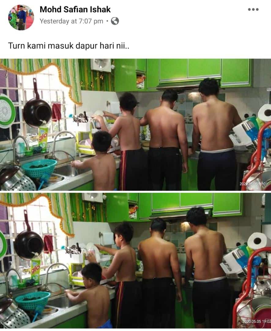 [FOTO] Viral Encik Suami ‘Berhempas’ Masak Kat Dapur, 1001 Gaya Lawak Dibuatnya