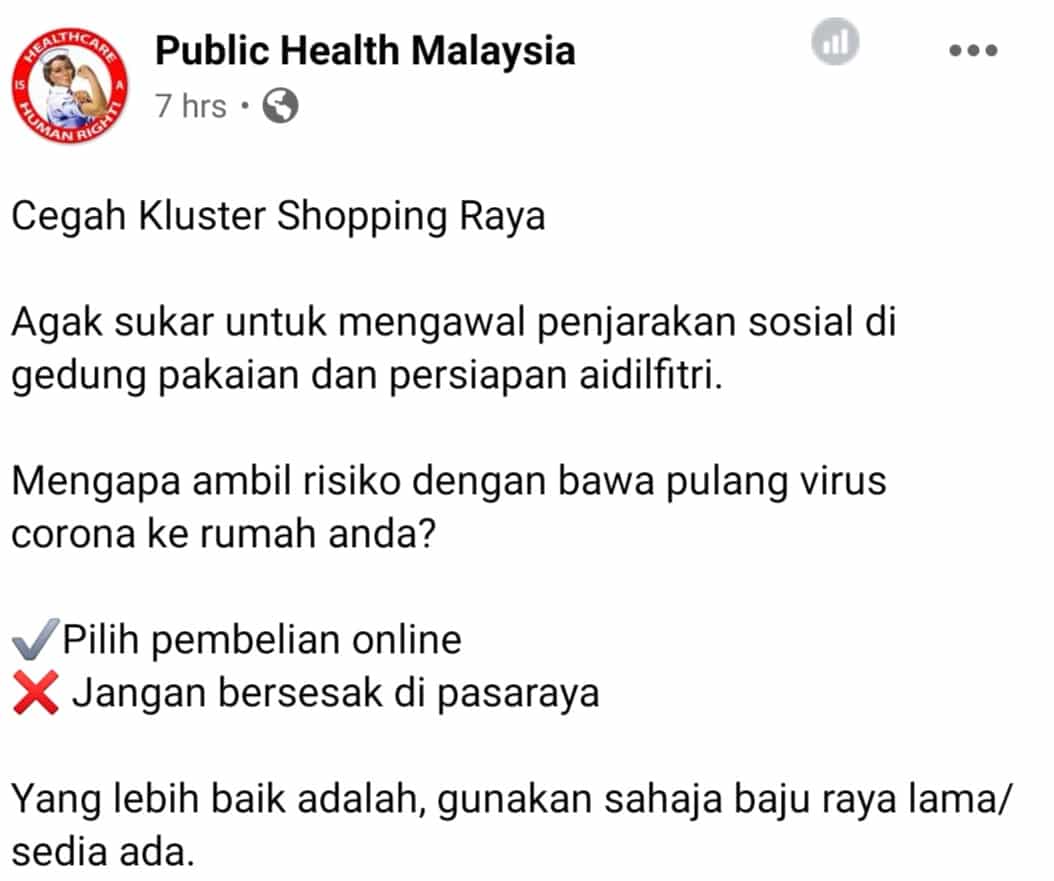 Tak Mustahil Muncul Kluster Shopping Raya, Rakyat Disaran Guna Baju Lama Saja 2