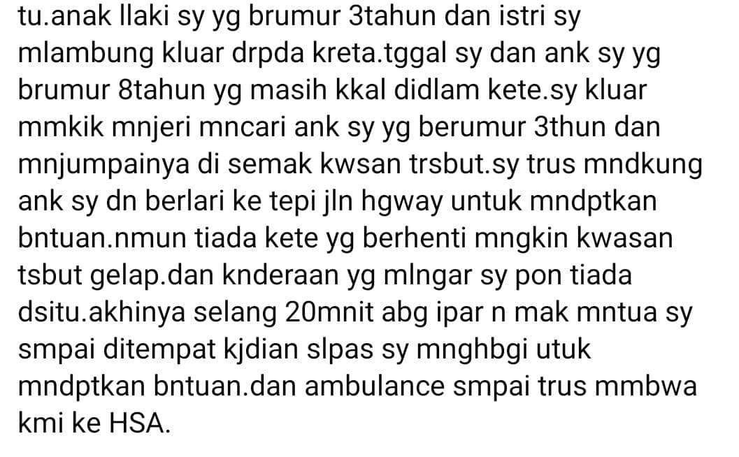 Anak Isteri Melambung Keluar, Lelaki Trauma Nahas Jalan Raya Rugi Sampai RM25K