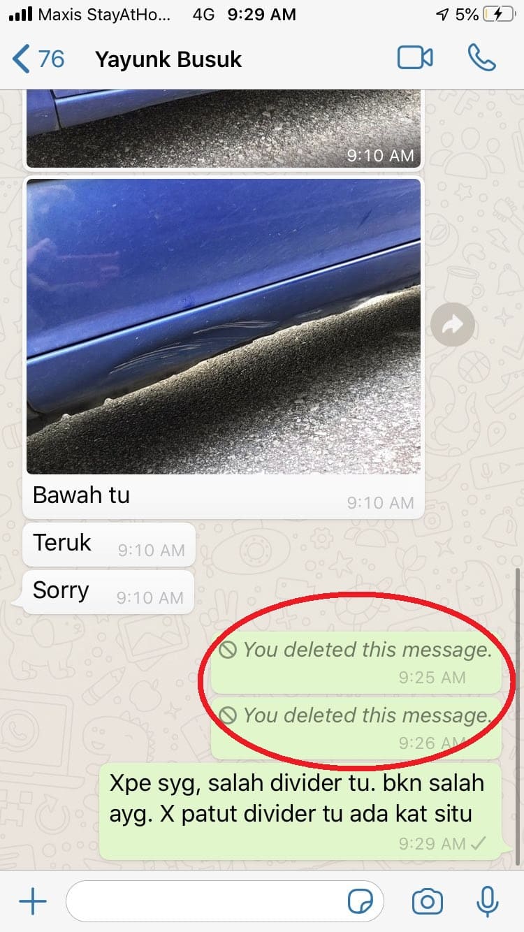 Delete WhatsApp Lepas Bini Mengaku Calarkan Kereta, Rupanya Ini Yang Suami Send 3