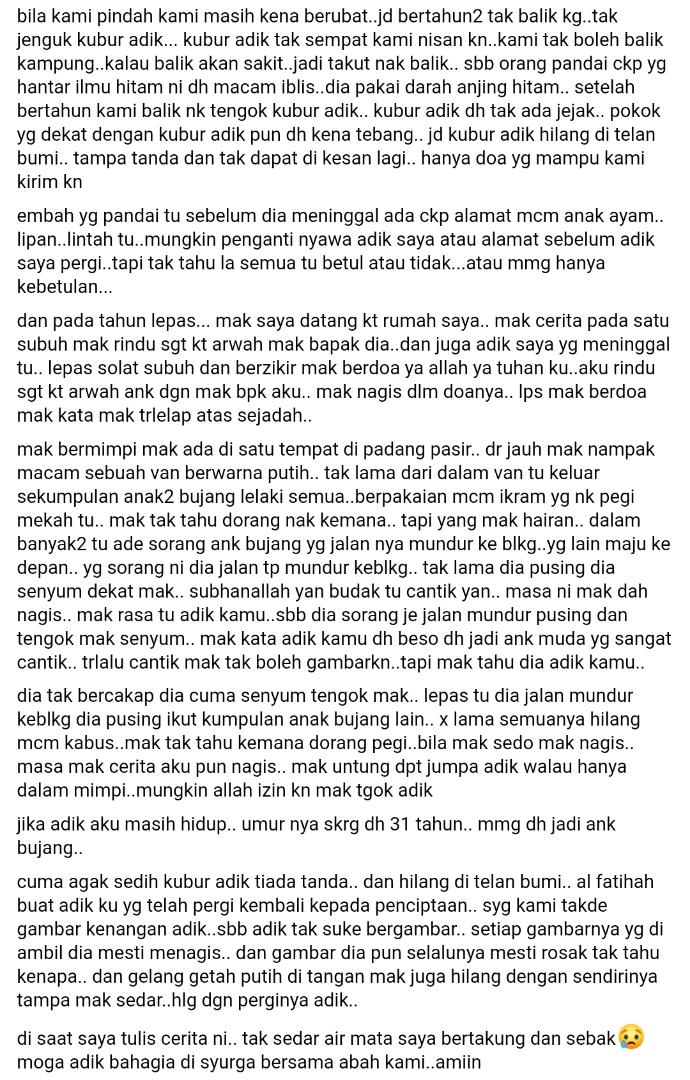 Akak ‘Bunian’ Kembali Buka Cerita, Bongkar Misteri Aneh Adik Ajal Dalam Banjir