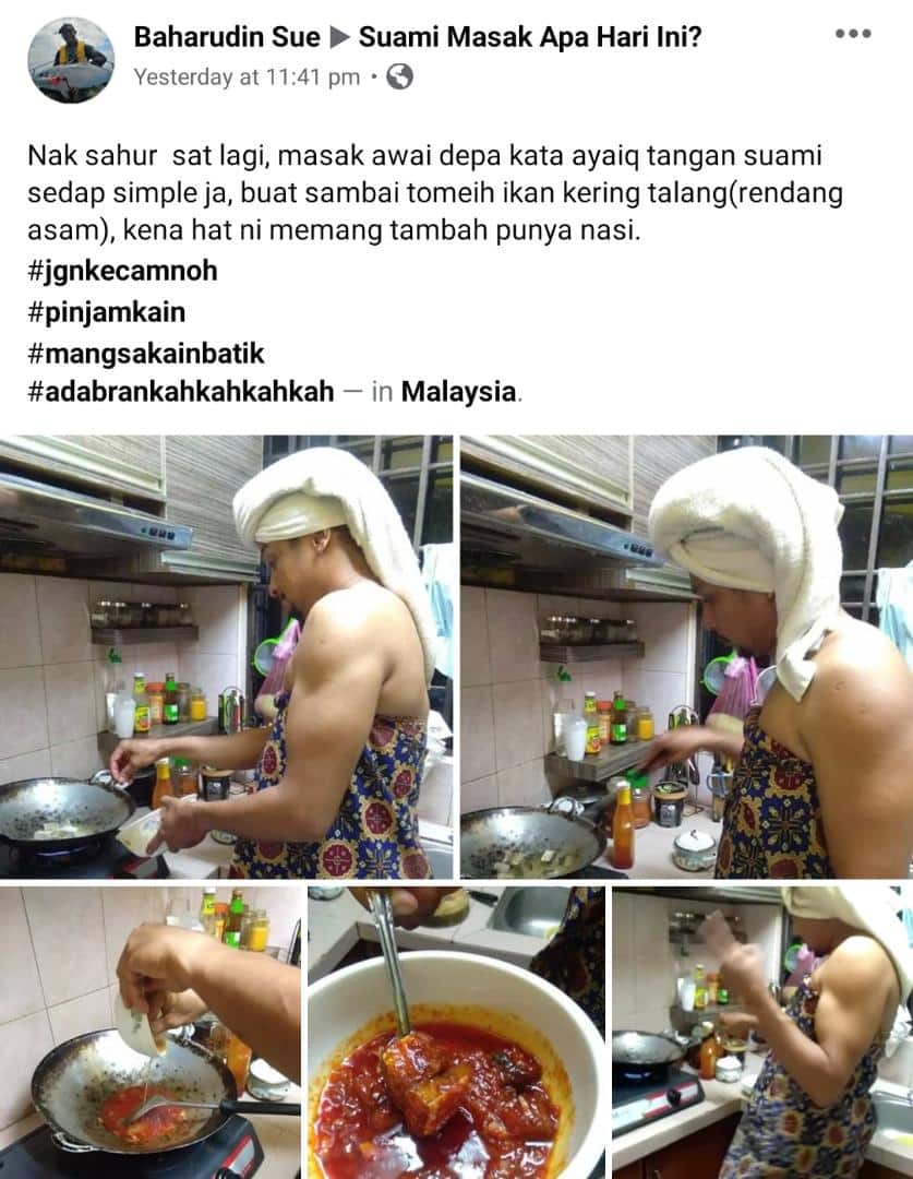 [FOTO] Viral Encik Suami ‘Berhempas’ Masak Kat Dapur, 1001 Gaya Lawak Dibuatnya