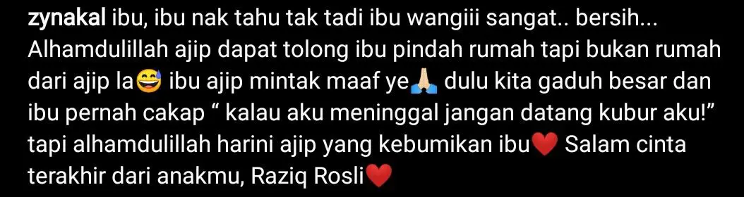 Dulu Pernah Bergaduh Besar, Zynakal Sebak Kongsi Moment Pengebumian Ibu