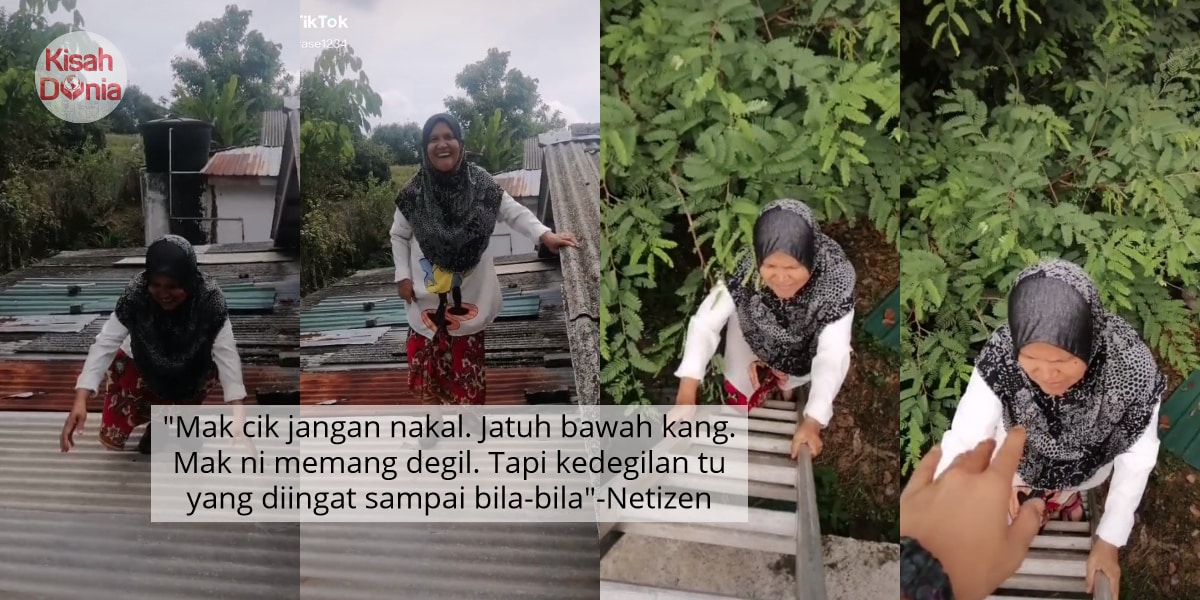 [VIDEO] Mak Lepak Atas Bumbung Rumah Sebab Bosan, Anak Jenuh Pujuk Suruh Turun
