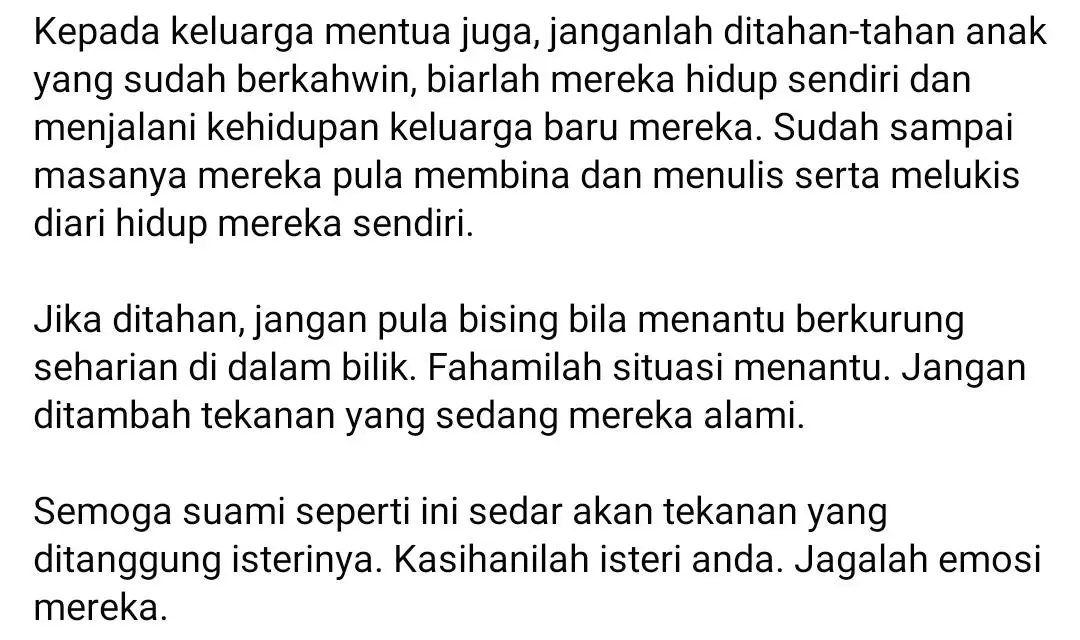 Duduk Sebumbung Dengan Ipar Duai, Isteri Hamil Tertekan Rasa Seperti Di Penjara