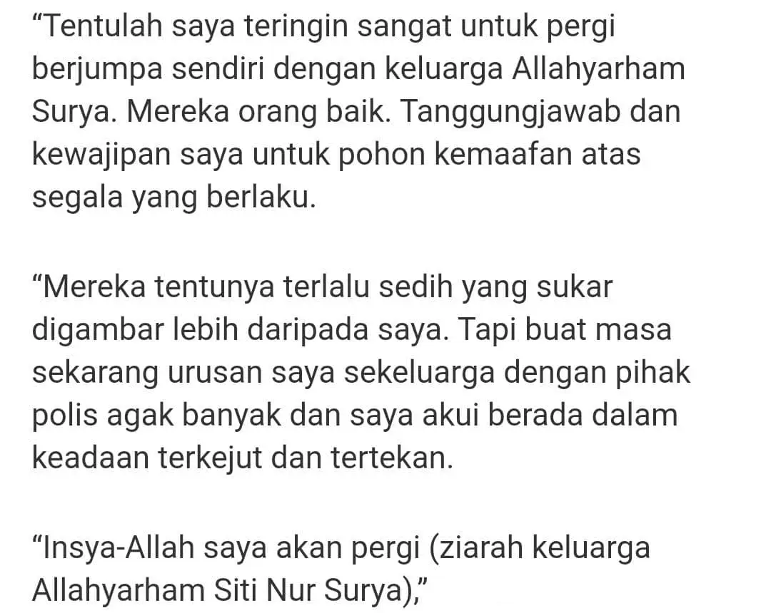 “Saya Akan Jumpa & Mohon Maaf Dengan Keluarga Nur Surya..” – Ibu Suspek