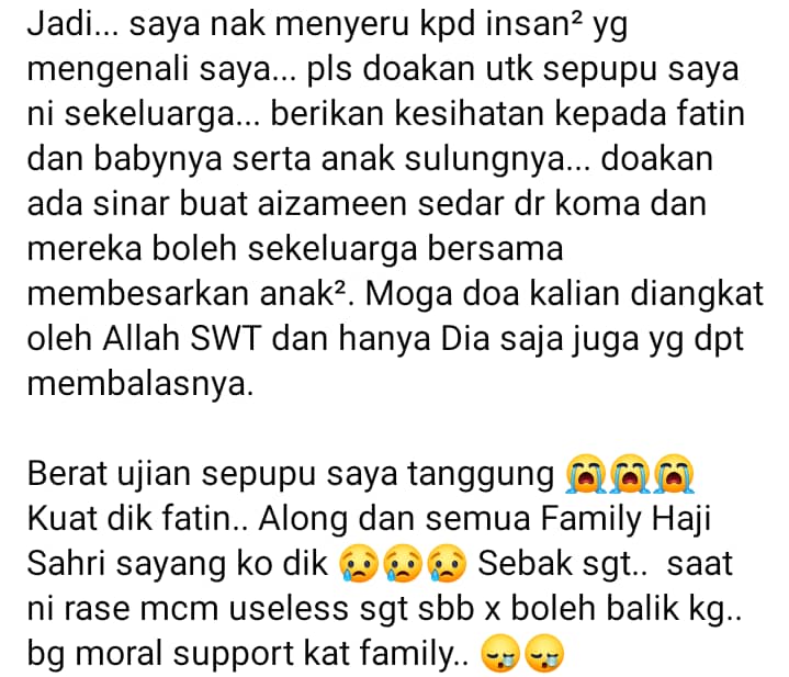 Suami Koma Kerana Semput Kronik, Isteri Habis Pantang Masuk ICU Sebab Stress