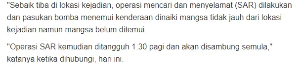 Air Sungai Naik Mendadak, Bapa Gagal Selamatkan Dua Beradik Hanyut Dalam Kereta