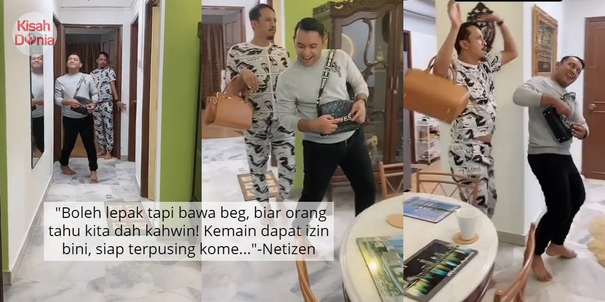 [VIDEO] Dapat Izin Keluar Lepak, Suami Menggeletis Angkut Sekali Handbag Isteri 10
