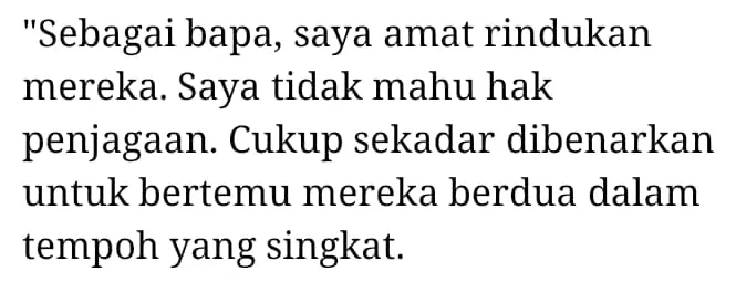 Bekas Suami DSV Sebak Rindukan Anak-Anak, Pernah Lihat Di Pagar Rumah Sahaja