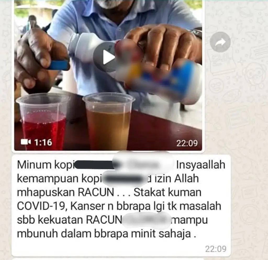 Minum Peluntur & Kopi Untuk Rawat COVID-19, Doktor Risau Merebak Ke WhatsApp