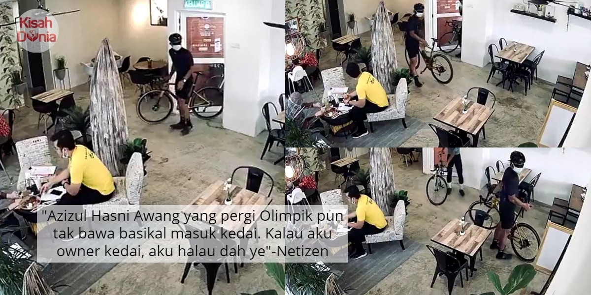 [VIDEO] Tak Cukup Pulun Atas Highway, Geng Pengayuh Parking Basikal Dalam Cafe 5