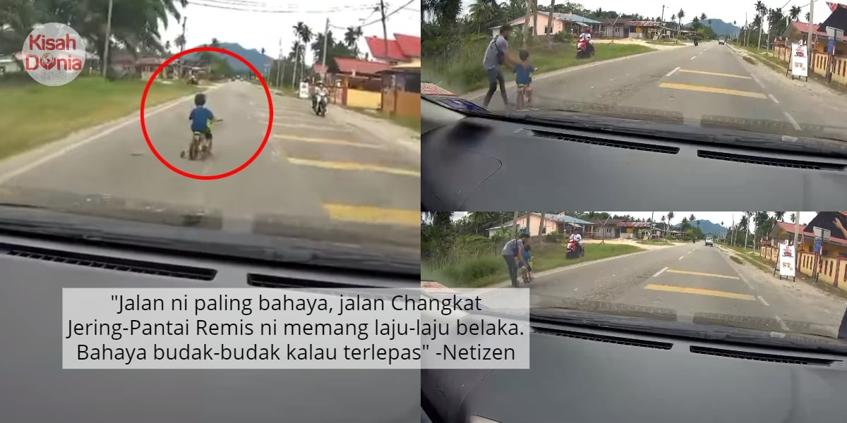 [VIDEO] Budak Meluru Kayuh Masuk Jalan Changkat Jering, Nasib Baik Sempat Brek 3