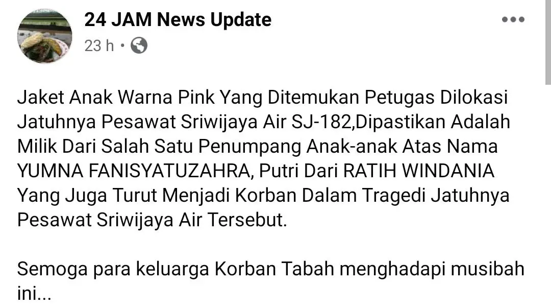 Pergi Bertuan, Balik Sehelai -Kisah Jaket Pink Budak Nahas Pesawat Runtun Jiwa