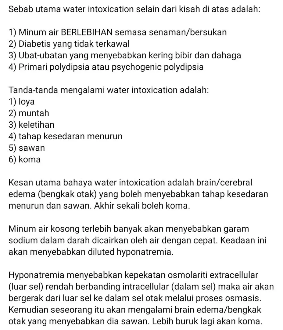 ‘Overdose’ Minum Air Putih 8 Liter Sehari, Wanita Bengkak Otak Masuk Redzone