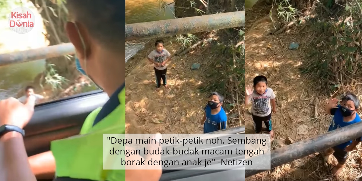 [VIDEO] Kantoi Main Tepi Sungai, Polis Nasihat Serupa Abah- "Depa Takut Mu" 5