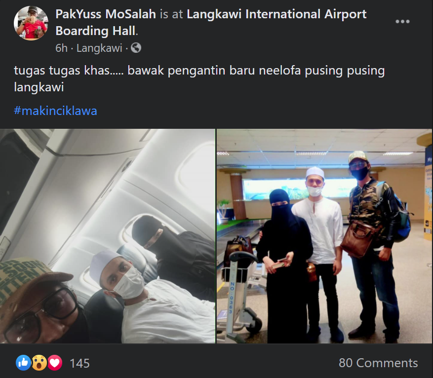 Baru Hari Ketiga Nikah, Neelofa & PU Riz Didakwa Sedang Honeymoon Di Langkawi?