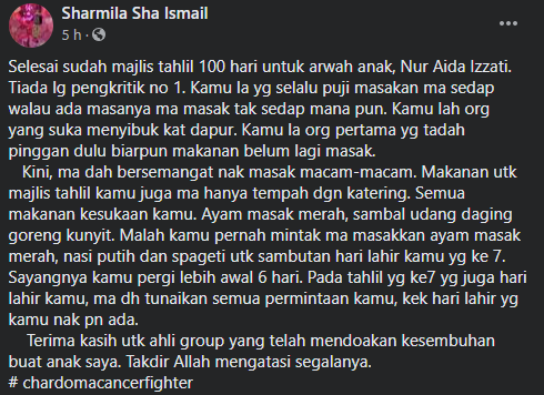 Ibu Sebak Tunai Hasrat Terakhir, Tempah Lauk Kegemaran Untuk Majlis Tahil Anak