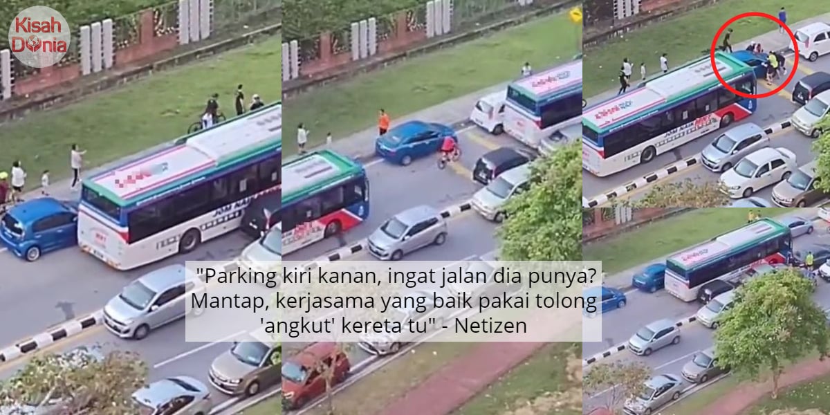 [VIDEO] Padah Parking Sesuka Hati, Kereta Habis Calar Digesel Bas Awam 3