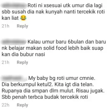 ‘Semangat’ Makan Sendiri, Tapi Netizen Risau Bayi Farah Nabilah Tercekik Roti?