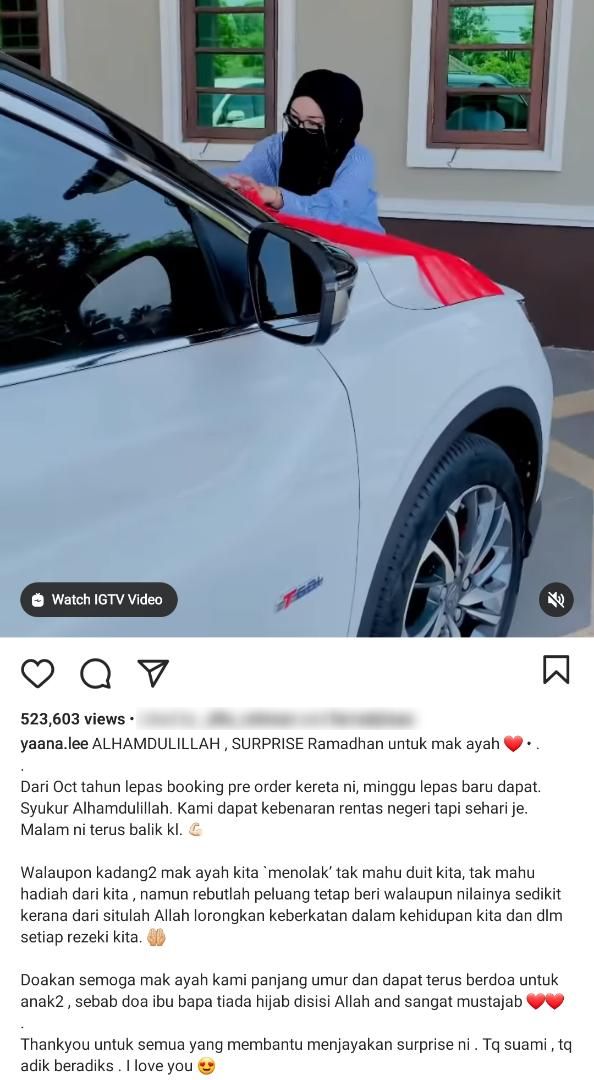 Masih Dikecam Rentas Negeri Hadiahkan Parent Kereta – “Cuba Cari Benda Positif”