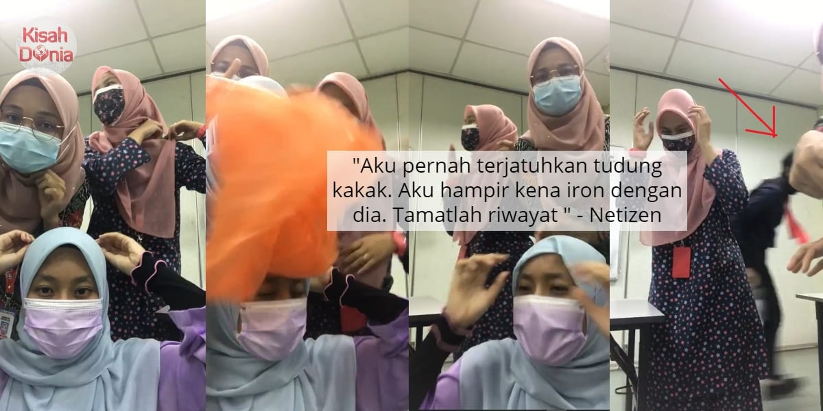 [VIDEO] Kawan Baling Plastik Kena Tudung, Gadis Jerit Naik Hantu' Awning Kemek 2