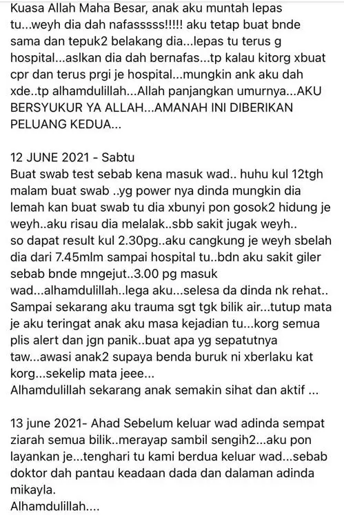 Kurang Seminit Pergi Tutup Pintu, Ibu Panik CPR Anak Terlangkup Masuk Baldi