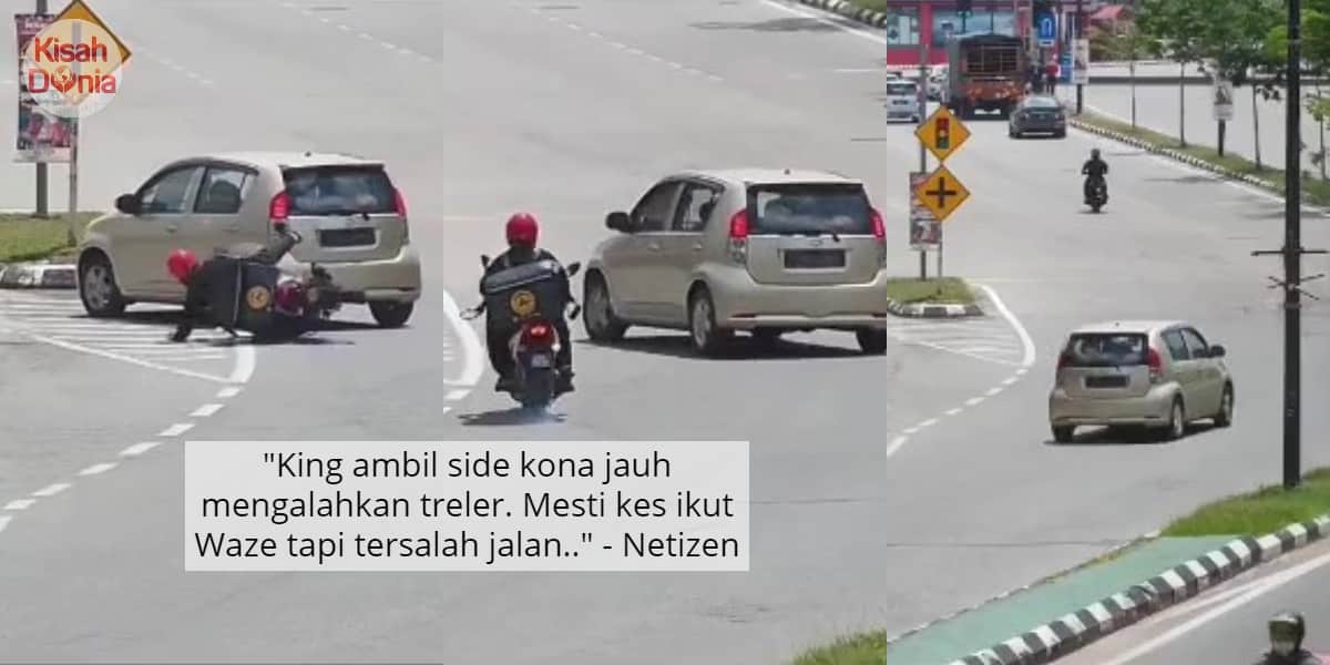 Food Rider Jatuh Sebab Nak Elak, Kereta Tiba-Tiba 'Pancung' Masuk Simpang Lain 1