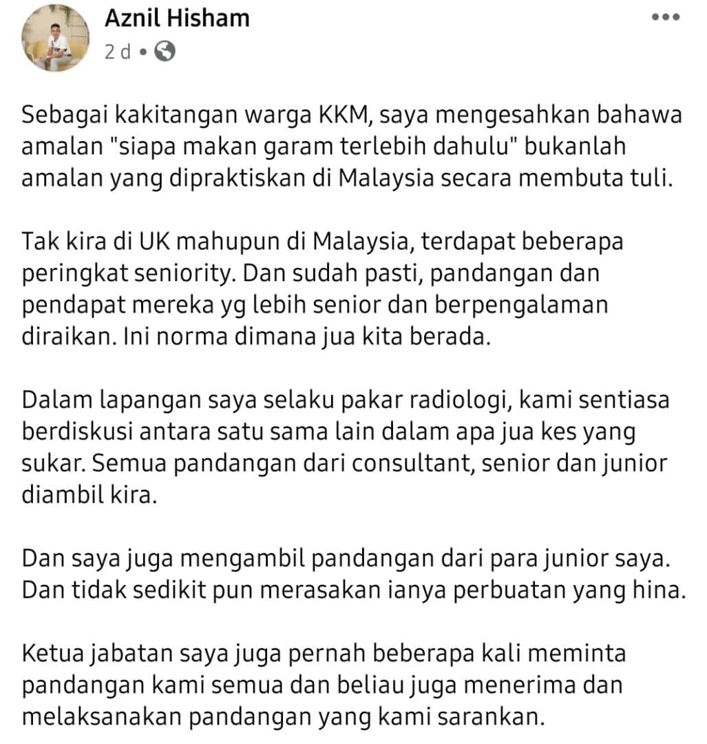 Dr Amalina Sentuh Isu Budaya Kerja 'Makan Garam' Malaysia, Pegawai KKM Bidas 5