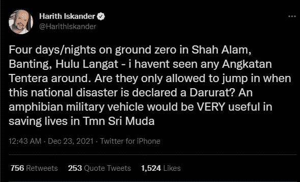 Harith Iskander Dakwa Tak Nampak Kelibat ATM 4 Hari Banjir, Shahrol Shiro Tegur