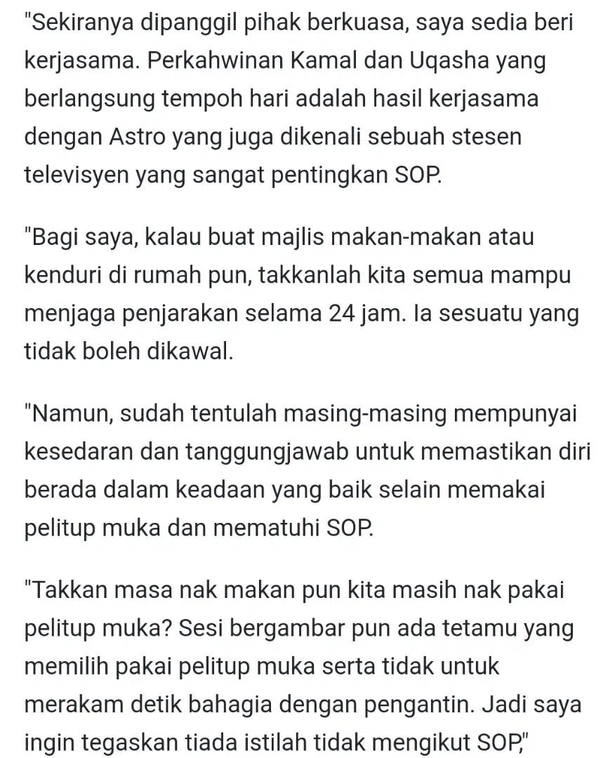 Bertegas Tiada Istilah Ingkar SOP, Adik Uqasha Dedah Hal Sebenar Yang Terjadi