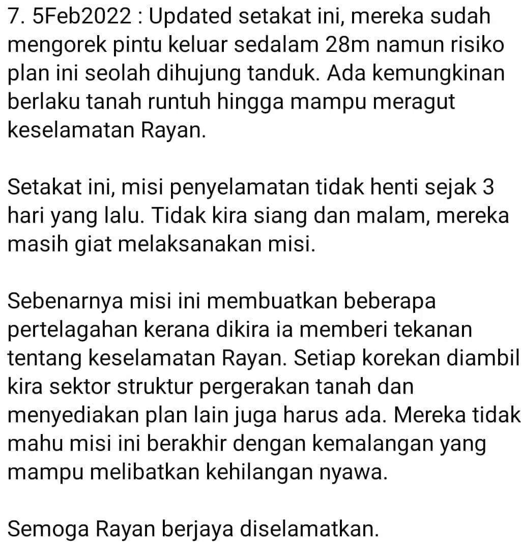 3 Hari Terperangkap, Budak 12 Tahun Berani Masuk Perigi Selamatkan Rayan Tapi..