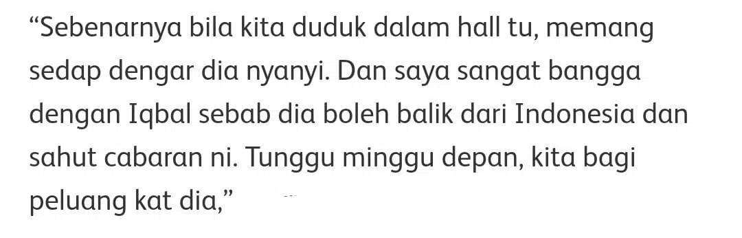 “Sebenarnya Bila Kita Duduk Dalam Hall, Memang Sedap Dengar Iqbal Nyanyi” – DSV