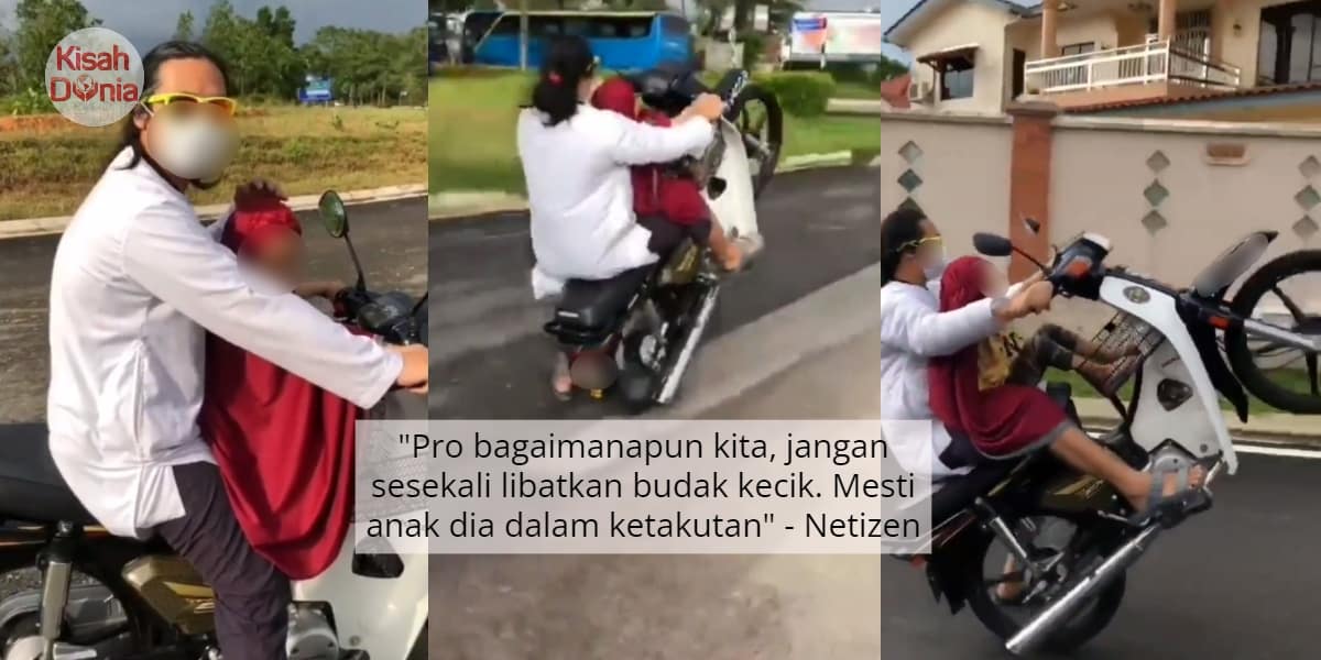 Dicabar Rakan Buat Aksi Wheelie, Netizen Kasihan Tengok Anak Sampai Menangis 6