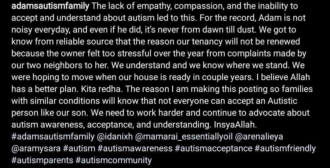 Jiran Mengadu Pada Tuan Rumah, Keluarga Adam Autism Terpaksa Keluar Rumah Sewa 5