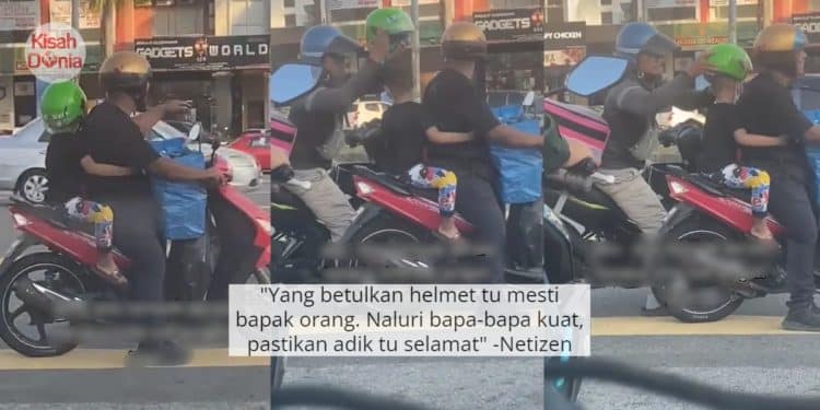 Anak Pakai Helmet Terbalik, Ayah Berdekah Rider Tolong Repair Di Traffic Light 1