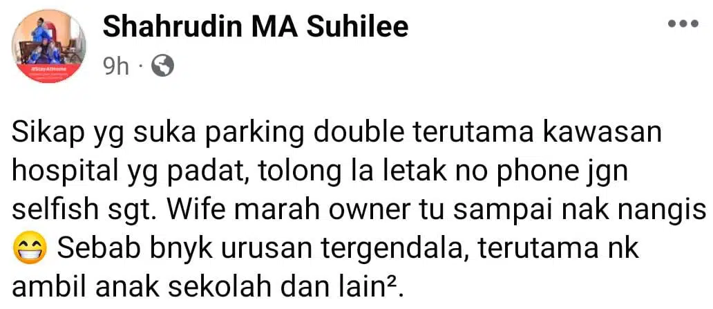 Marah Sampai Nak Nangis, 30 Minit Dihalang Double Park Tak Letak Nombor Phone