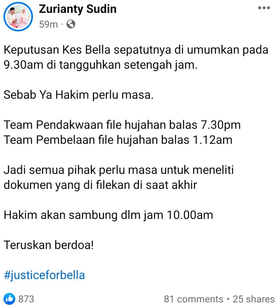 Pendakwaan Berjaya Buktikan Prima Facie, Siti Bainun Menganiaya & Abaikan Bella 3
